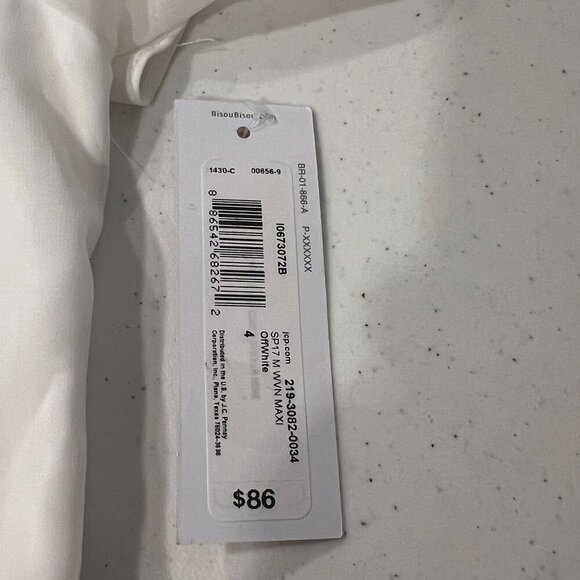 BISOU BISOU Off White Chiffon Off shoulder Pleated bottom Maxi long formal dress - Picture 6 of 7